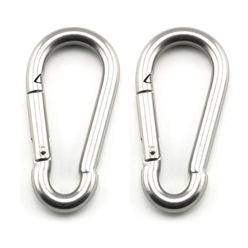 heyous 2 Set M8 Suspension Ceiling Wall Mount U Hook Anchor Hanger Stainless Steel Heavy Duty Multi Purpose Hammock Swing Ceiling Hook Square Base Plate with Snap Hook - Image 3